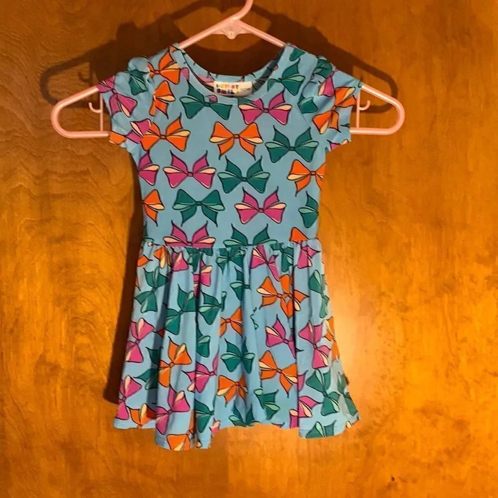 EUC dot dot smile blue bow dress! Size 12/24 months!